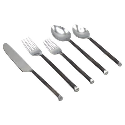 Elyon Ambrey Reflective Black 20 Piece Flatware Set Indian Artisan-Made Set Hand-Forged Stainless Steel Service for 4 Elyon Ambrey Reflective Black 20 Piece Flatware Set Indian Artisan-Made Set Hand-Forged Stainless Steel Service for 4
