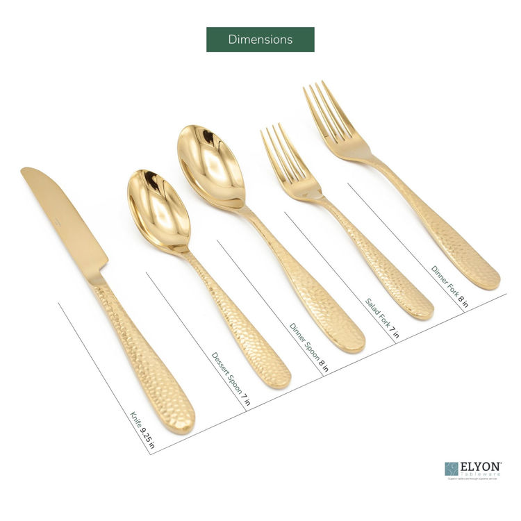 Picture of Elyon Carroll Hammered Reflective Gold 20-Piece Flatware Set, Stainless Steel, Service For 4