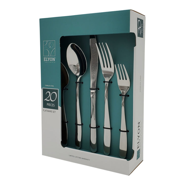 Picture of Elyon Remsen Reflective Silver 20-Piece Flatware Set, Stainless Steel, Service For 4