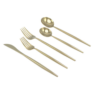 Show details for 20-Piece Reflective Gold Thin Handle Flatware Set, Stainless Steel, Service For 4 Picture of 20-Piece Reflective Gold Thin Handle Flatware Set, Stainless Steel, Service For 4