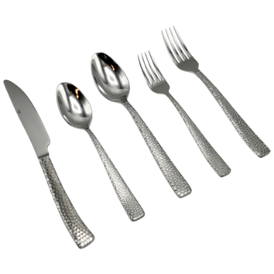 Elyon Crown Hammered Reflective Silver 20-Piece Flatware Set, Stainless Steel, Service For 4 Elyon Crown Hammered Reflective Silver 20-Piece Flatware Set, Stainless Steel, Service For 4