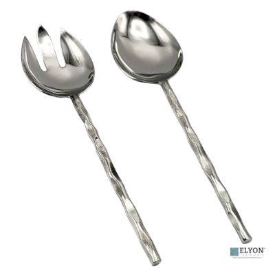 Elyon Diamond Reflective Silver Salad Serving Set Indian Artisan-Made Hostess Set Hand-Forged Stainless Steel 2 Pieces Elyon Diamond Reflective Silver Salad Serving Set Indian Artisan-Made Hostess Set Hand-Forged Stainless Steel 2 Pieces