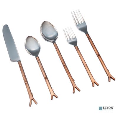 Elyon Hasanpur Reflective Copper 20 Piece Flatware Set Indian Artisan-Made Set Hand-Forged Stainless Steel Service for 4 Elyon Hasanpur Reflective Copper 20 Piece Flatware Set Indian Artisan-Made Set Hand-Forged Stainless Steel Service for 4