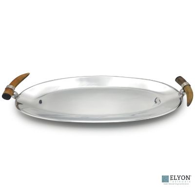 Show details for Elyon 22" Oval Serving Tray Platter Handmade Horn Handle Picture of Elyon 22" Oval Serving Tray Platter Handmade Horn Handle