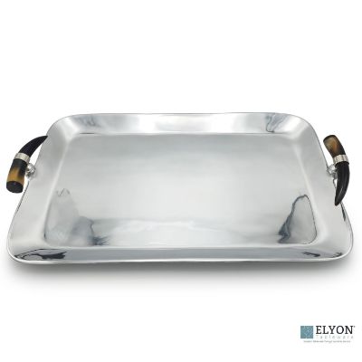 Show details for Elyon 21" Rectangle Serving Tray Platter Handmade Horn Handles Picture of Elyon 21" Rectangle Serving Tray Platter Handmade Horn Handles