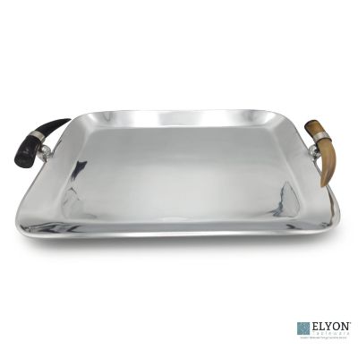 Show details for Elyon 17" Rectangle Serving Tray Platter Handmade Horn Handles Picture of Elyon 17" Rectangle Serving Tray Platter Handmade Horn Handles