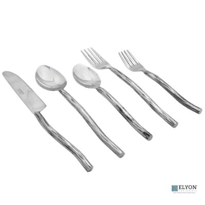 Elyon Twig Reflective Silver 20 Piece Flatware Set Indian Artisan-Made Set Hand-Forged Stainless Steel Service for 4 Elyon Twig Reflective Silver 20 Piece Flatware Set Indian Artisan-Made Set Hand-Forged Stainless Steel Service for 4