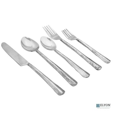 Elyon Seldon Reflective Silver 20 Piece Flatware Set Indian Artisan-Made Set Hand-Forged Stainless Steel Service for 4 Elyon Seldon Reflective Silver 20 Piece Flatware Set Indian Artisan-Made Set Hand-Forged Stainless Steel Service for 4