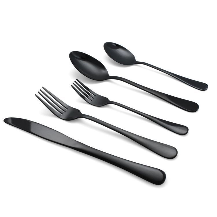 Reflective black flatware - cutlery - stainless steel - set
