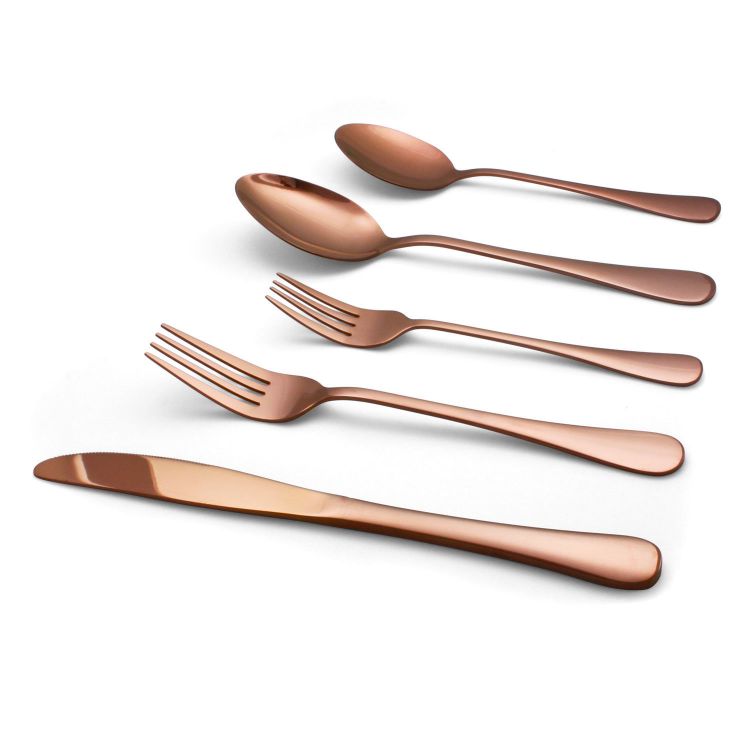 20-Piece Reflective Rose Gold Flatware Set, Service For 4	