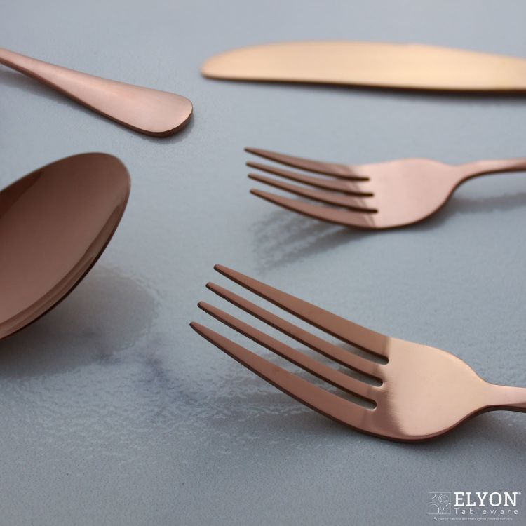 20-Piece Reflective Rose Gold Flatware Set, Service For 4