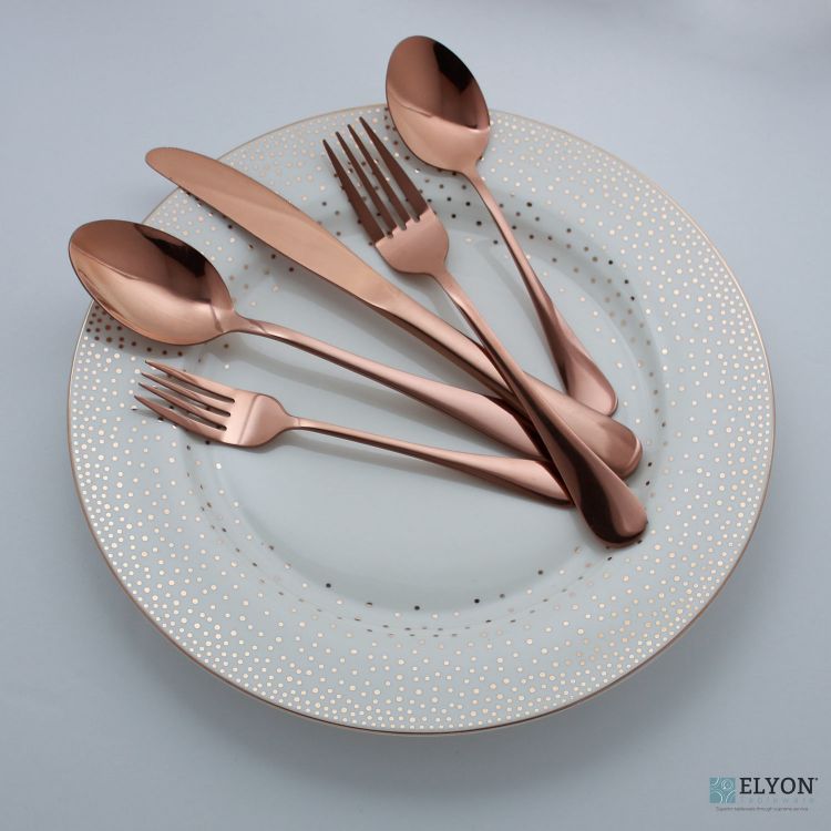 20-Piece Reflective Rose Gold Flatware Set, Service For 4