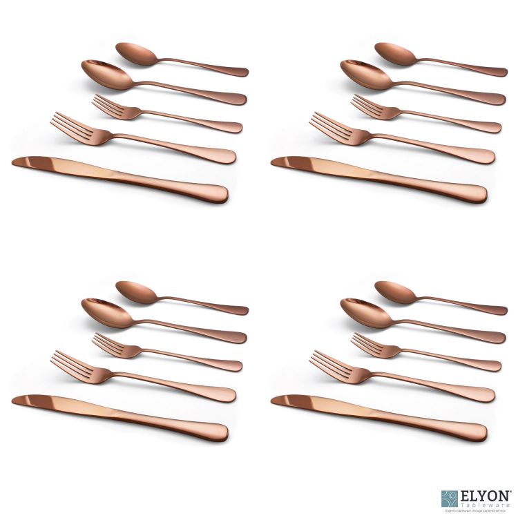 Rose Gold Flatware Set, Service For 4