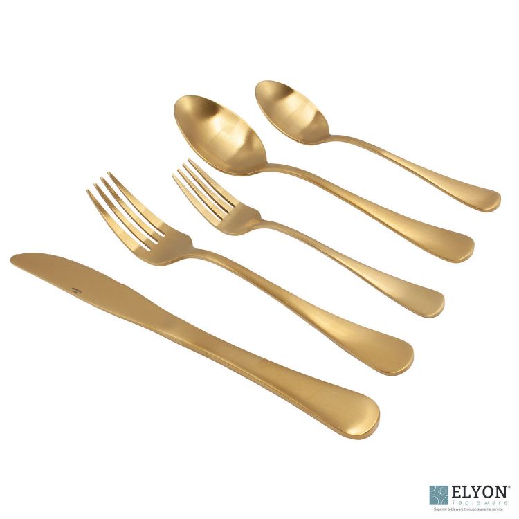 20-Piece Matte Gold Flatware Set, Stainless Steel, Service For 4