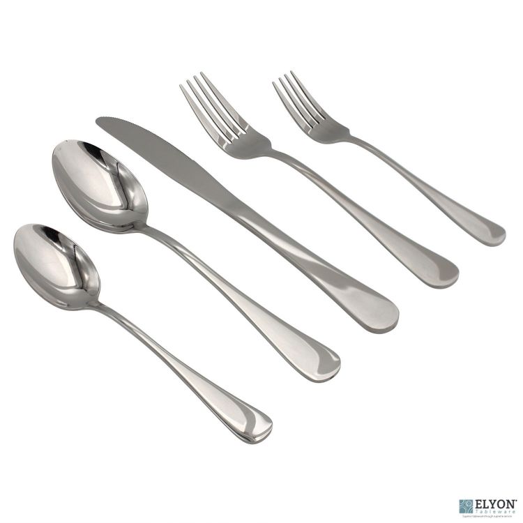 Picture of Elyon Luly Reflective Silver 40-Piece Flatware Set, Stainless Steel, Service For 8