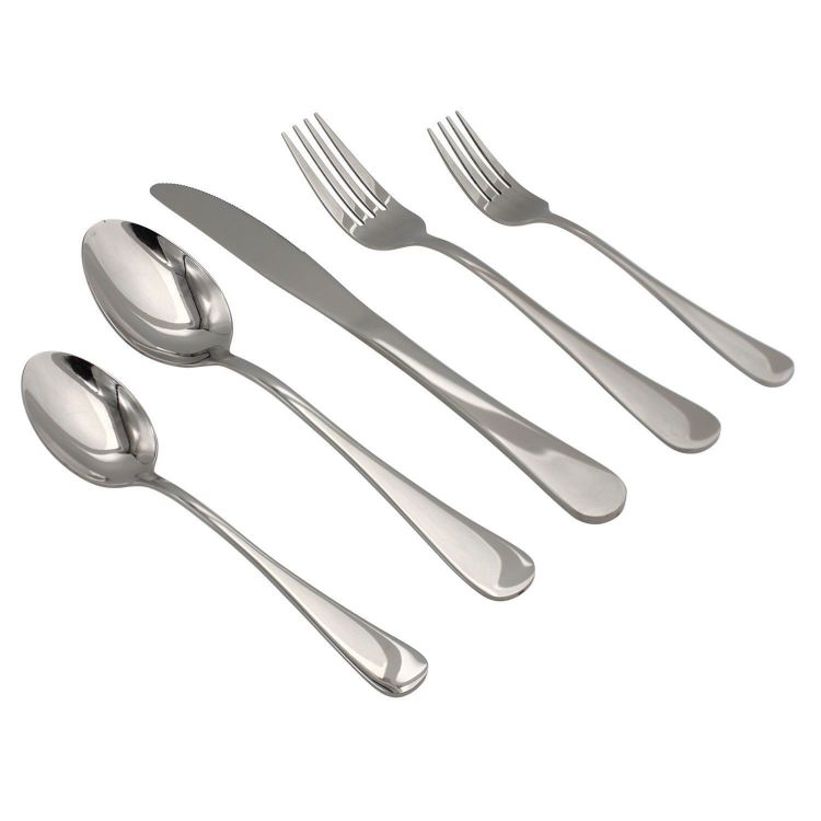 Picture of Elyon Luly Reflective Silver 40-Piece Flatware Set, Stainless Steel, Service For 8
