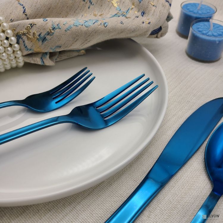 Picture of Elyon Luly Reflective Blue 40-Piece Flatware Set, Stainless Steel, Service For 8