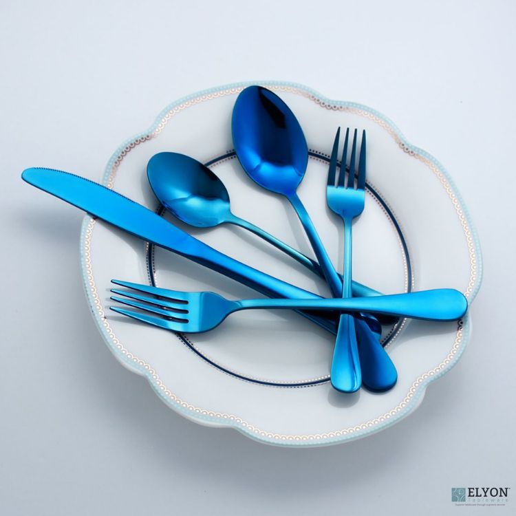 Picture of Elyon Luly Reflective Blue 60-Piece Flatware Set, Stainless Steel, Service For 12