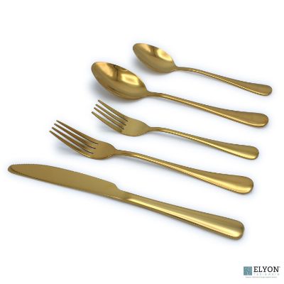 20-Piece Reflective Gold Flatware Set, Stainless Steel, Service For 4 20-Piece Reflective Gold Flatware Set, Stainless Steel, Service For 4