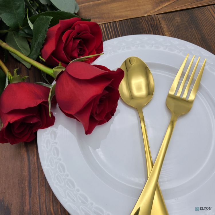 Reflective Gold Flatware Set, Stainless Steel, Service For 4