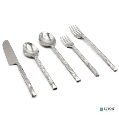 Elyon Diamond Tip Reflective Silver 20 Piece Flatware Set Indian Artisan-Made Set Hand-Forged Stainless Steel Service for 4 Elyon Diamond Tip Reflective Silver 20 Piece Flatware Set Indian Artisan-Made Set Hand-Forged Stainless Steel Service for 4