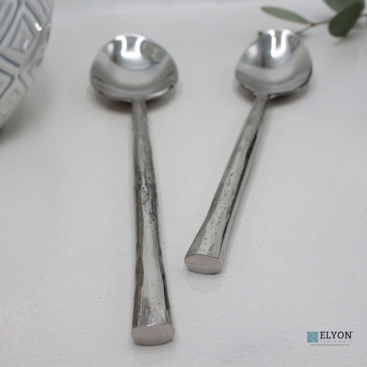 Elyon Lavista Reflective Silver 20 Piece Flatware Set Indian Artisan-Made Set Hand-Forged Stainless Steel Service for 4