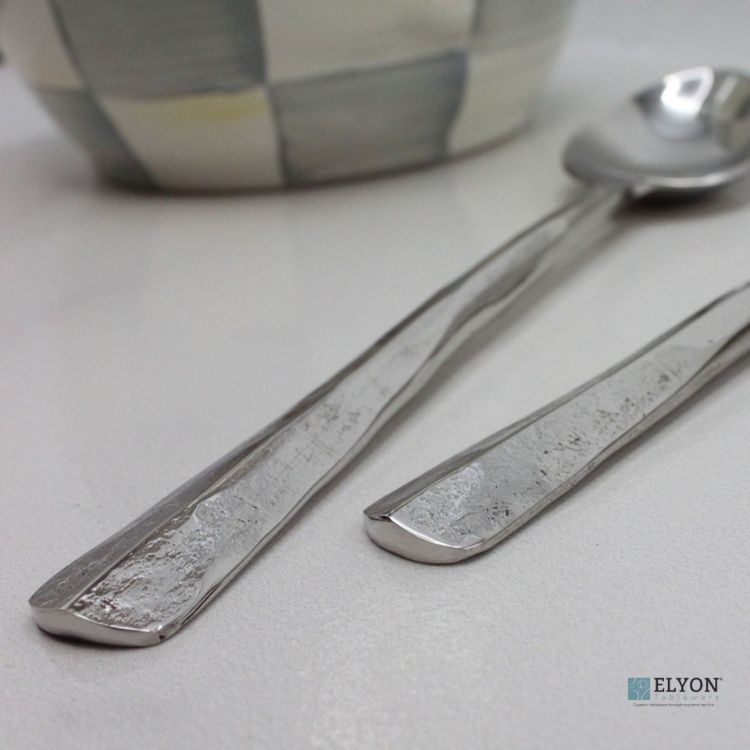 Elyon Seldon Reflective Silver 20 Piece Flatware Set Indian Artisan-Made Set Hand-Forged Stainless Steel Service for 4