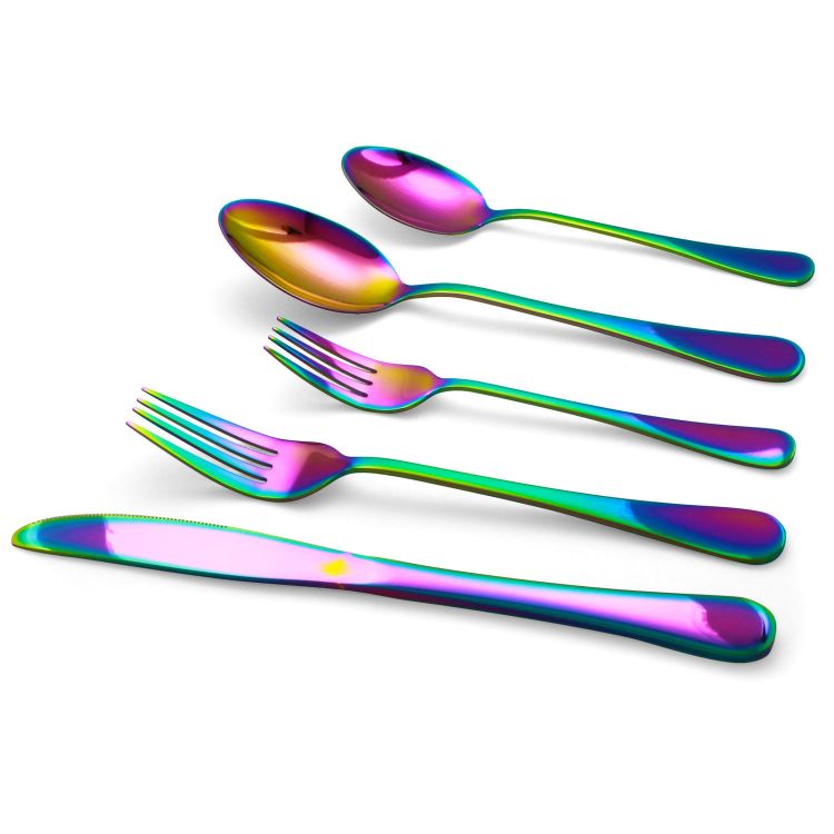 20-Piece Reflective Rainbow Flatware Set, Service For 4	