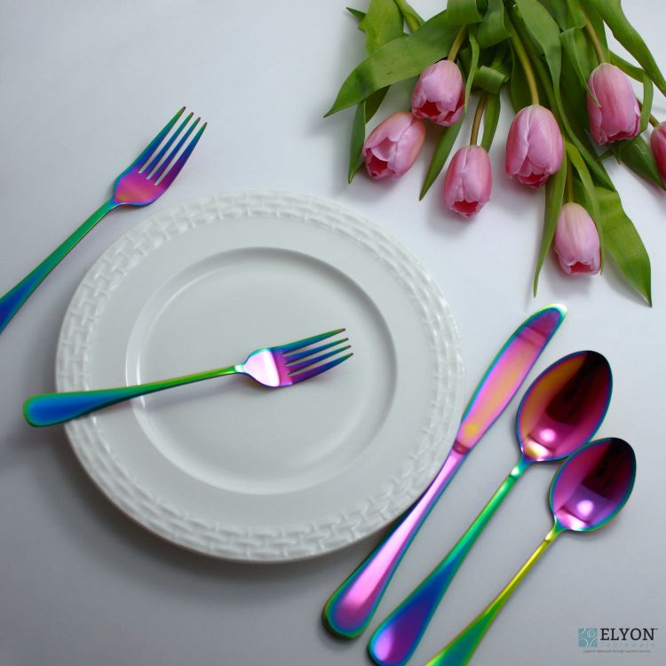 20-Piece Reflective Rainbow Flatware Set, Service For 4 