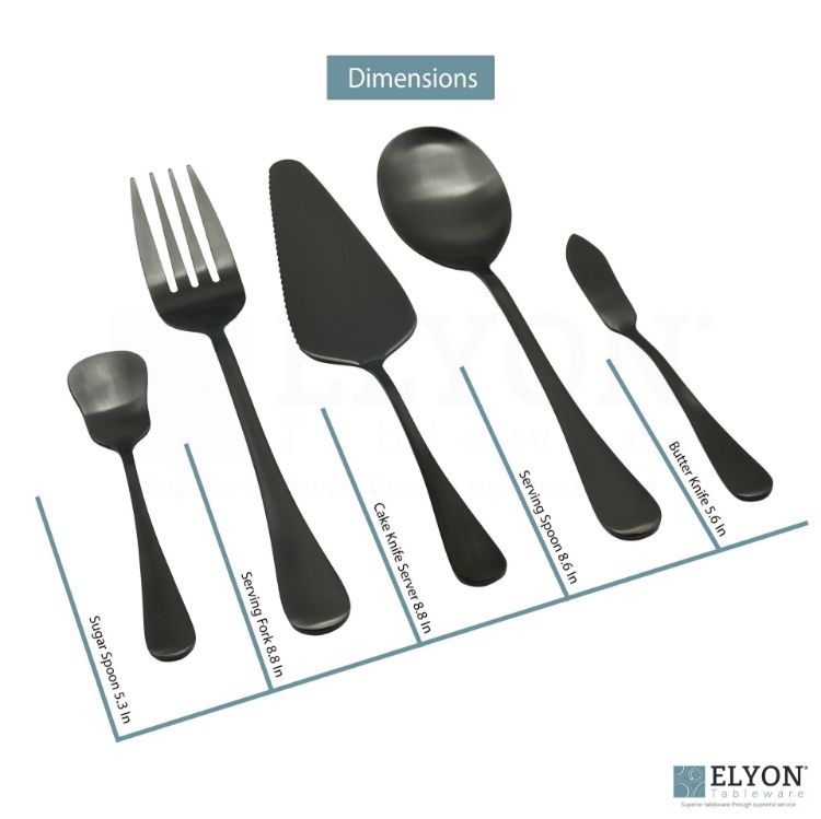 Elyon Luly Matte Black Hostess 5 Piece Set Stainless Steel Serving Set