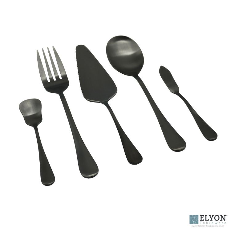 Elyon Luly Matte Black Hostess 5 Piece Set Stainless Steel Serving Set