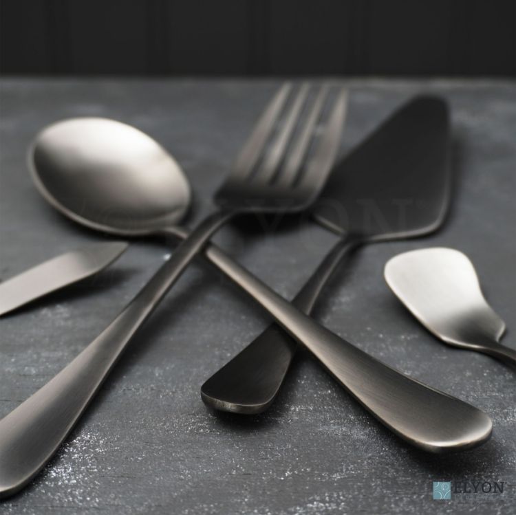 Elyon Luly Matte Black Hostess 5 Piece Set Stainless Steel Serving Set