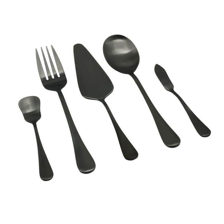 Elyon Luly Matte Black Hostess 5 Piece Set Stainless Steel Serving Set