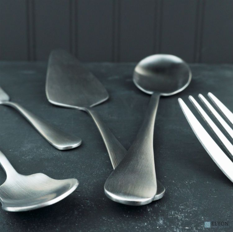 Elyon Luly Matte Silver Hostess 5 Piece Set Stainless Steel Serving Set