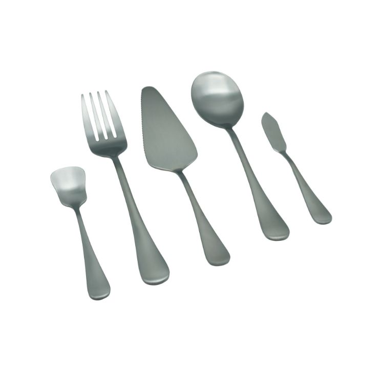 Elyon Luly Matte Silver Hostess 5 Piece Set Stainless Steel Serving Set