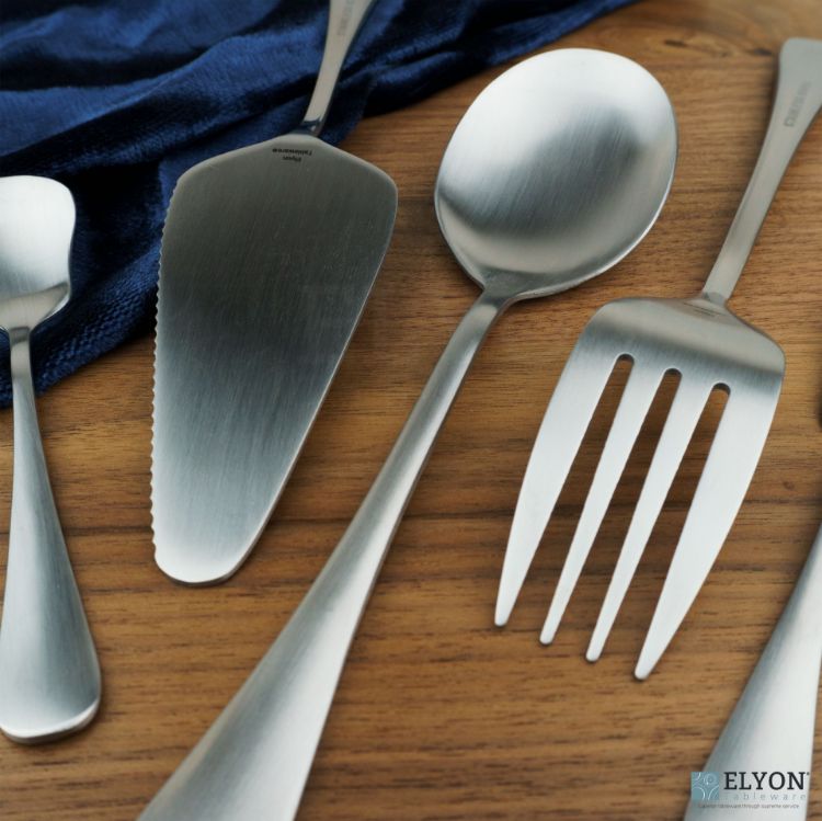Elyon Luly Matte Silver Hostess 5 Piece Set Stainless Steel Serving Set