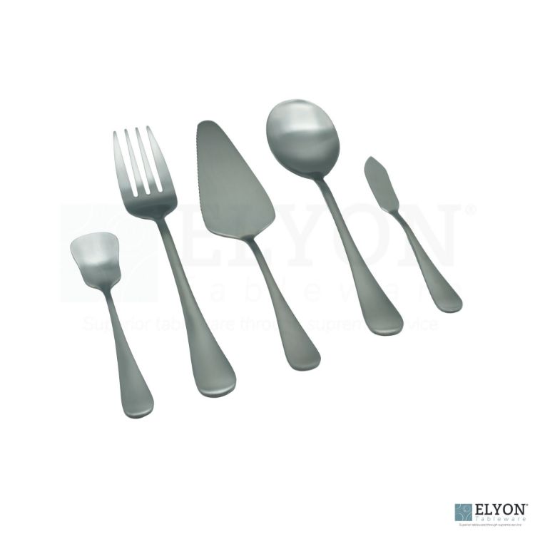 Elyon Luly Matte Silver Hostess 5 Piece Set Stainless Steel Serving Set