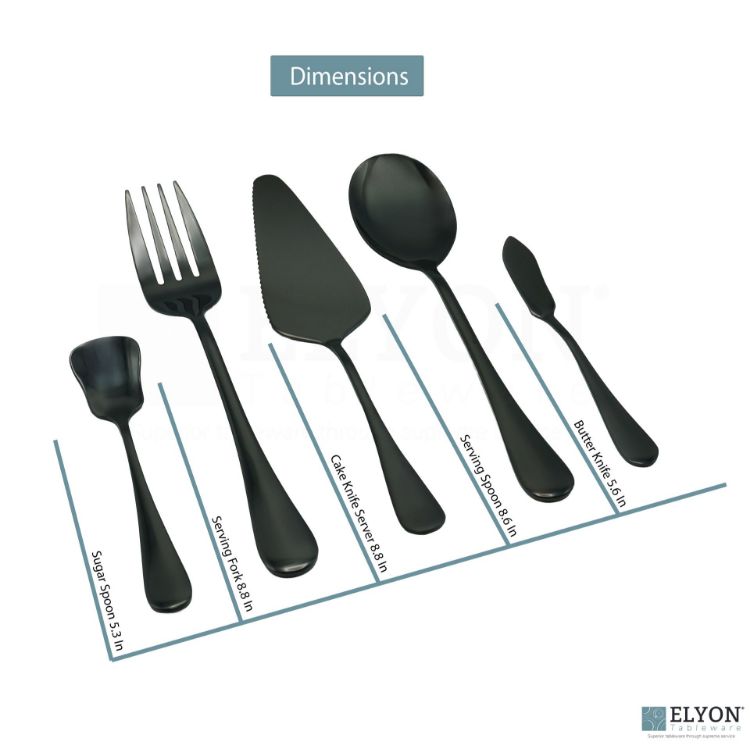 Elyon Luly Reflective Black Hostess 5 Piece Set Stainless Steel Serving Set