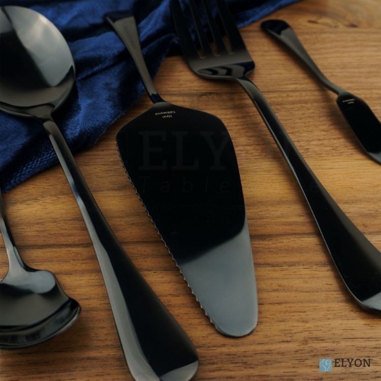 Elyon Luly Reflective Black Hostess 5 Piece Set Stainless Steel Serving Set