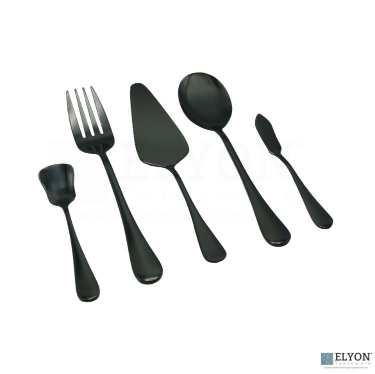 Picture of Elyon Luly Reflective Black Hostess 5 Piece Set Stainless Steel Serving Set