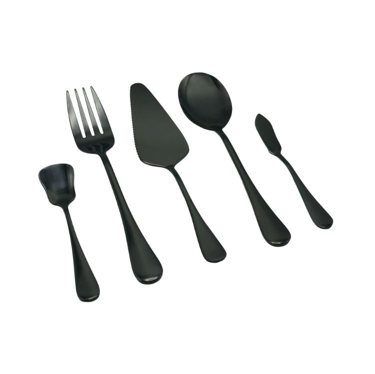 Elyon Luly Reflective Black Hostess 5 Piece Set Stainless Steel Serving Set
