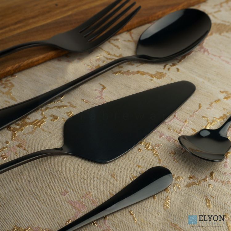 Elyon Luly Reflective Black Hostess 5 Piece Set Stainless Steel Serving Set
