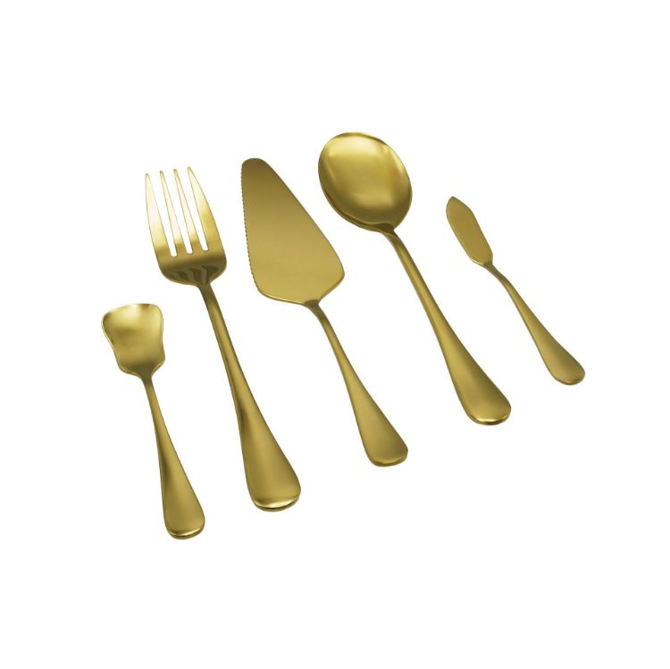 Elyon Luly Reflective Gold Hostess 5 Piece Set Stainless Steel Serving Set