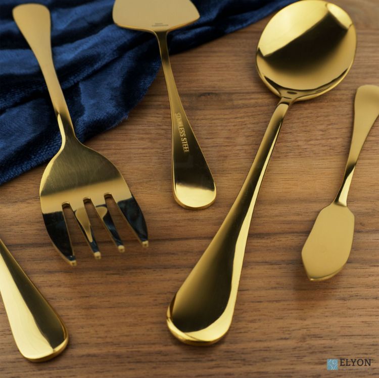 Elyon Luly Reflective Gold Hostess 5 Piece Set Stainless Steel Serving Set