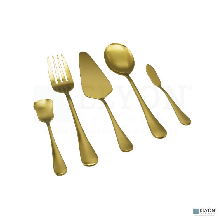 Picture of Elyon Luly Reflective Gold Hostess 5 Piece Set Stainless Steel Serving Set