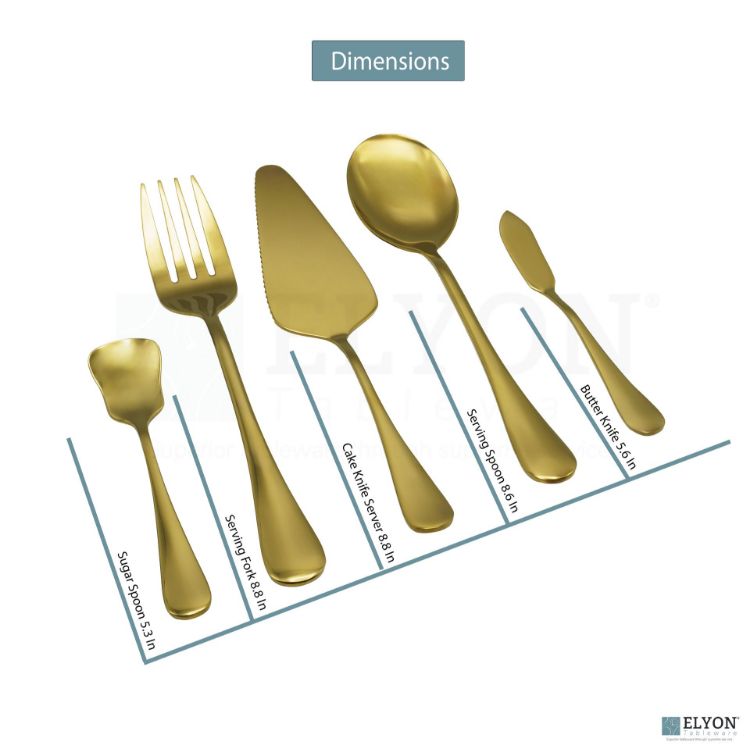 Elyon Luly Reflective Gold Hostess 5 Piece Set Stainless Steel Serving Set