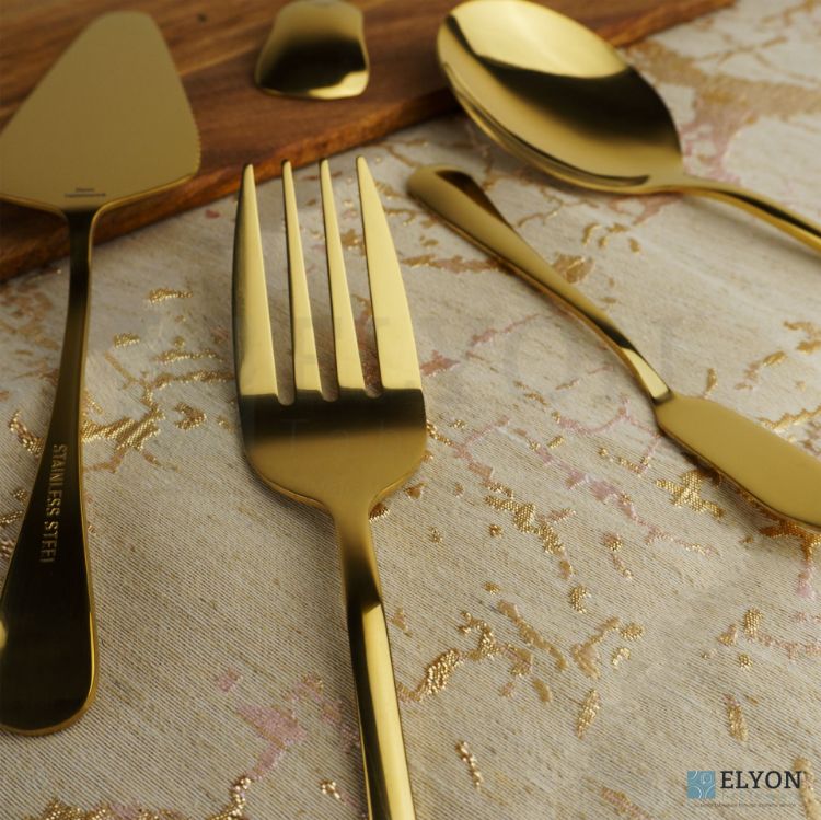 Elyon Luly Reflective Gold Hostess 5 Piece Set Stainless Steel Serving Set