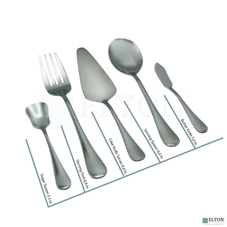 Elyon Luly Reflective Silver Hostess 5 Piece Set Stainless Steel Serving Set