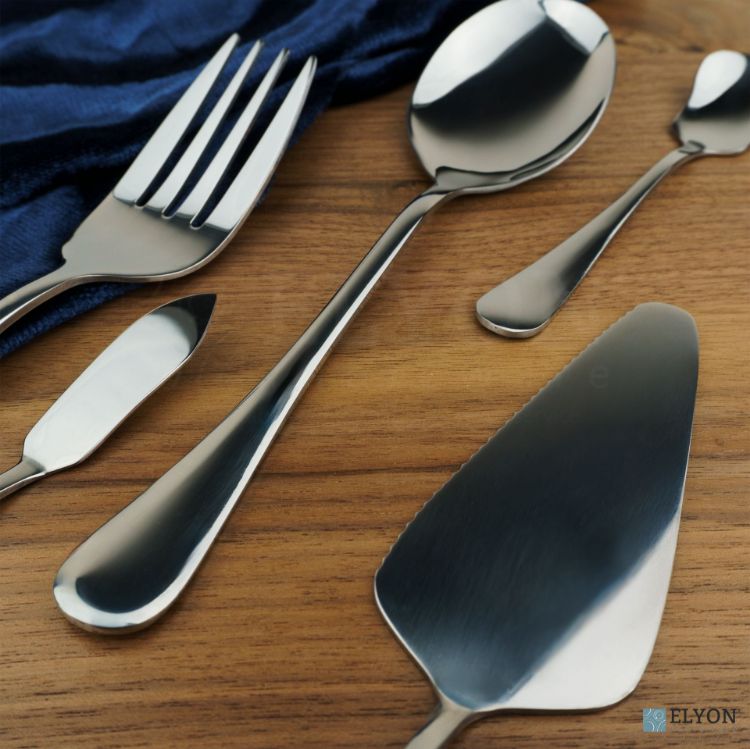 Elyon Luly Reflective Silver Hostess 5 Piece Set Stainless Steel Serving Set