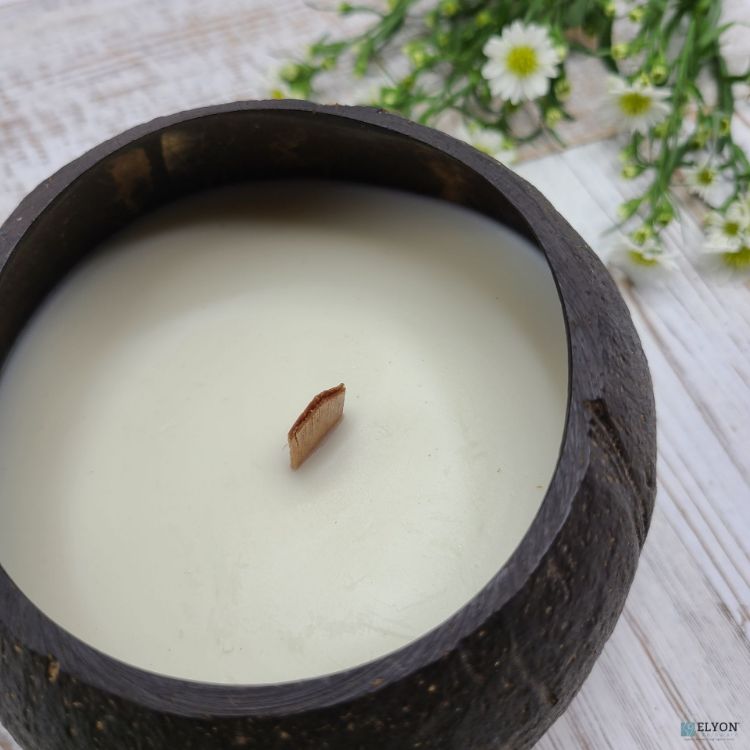 Picture of Coconut Bowl Candle Set 2 Scented Candles 50 Hour Burn Time Vanilla Scent
